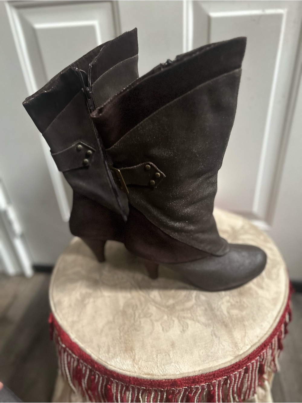 Naughty Monkey Women's Brown Mid-Calf Heeled Boots Sz 8.5